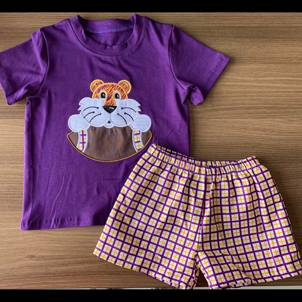 Purple & Gold Tiger Short Set